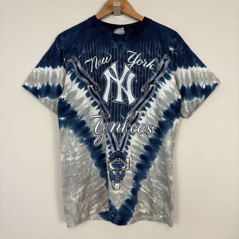 Vtg Lee Sport New York Yankees Tie Dye T Shirt Men Size M Single Stitch USA Made